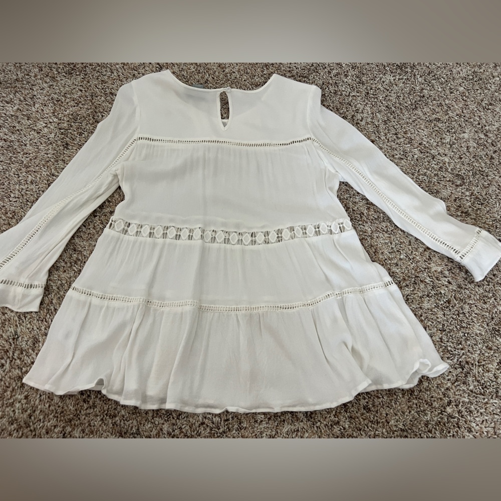 Maeve Anthropologie Ivory Pleated Blouse small - Picture 5 of 6